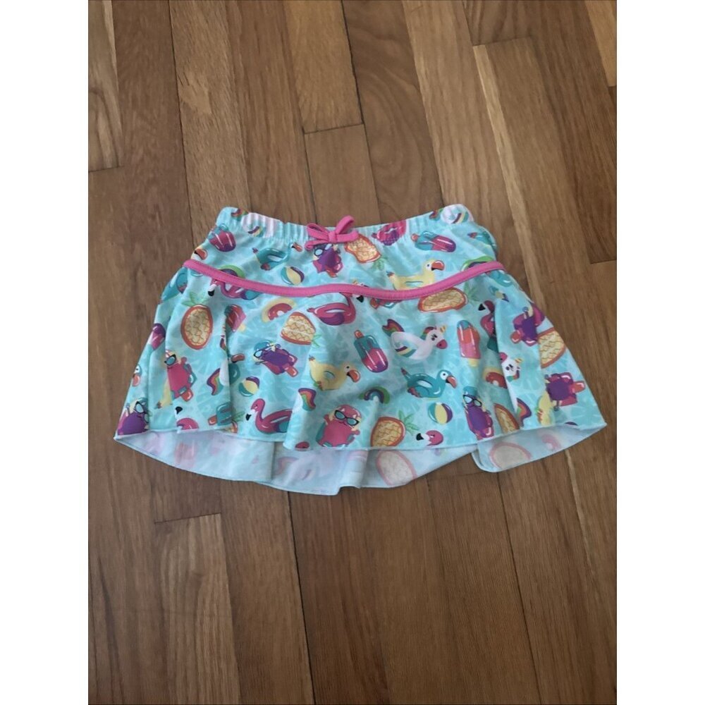 UV Skinz Blue And Pink Pool Vacation Theme Swim Skirt Girls Size 5